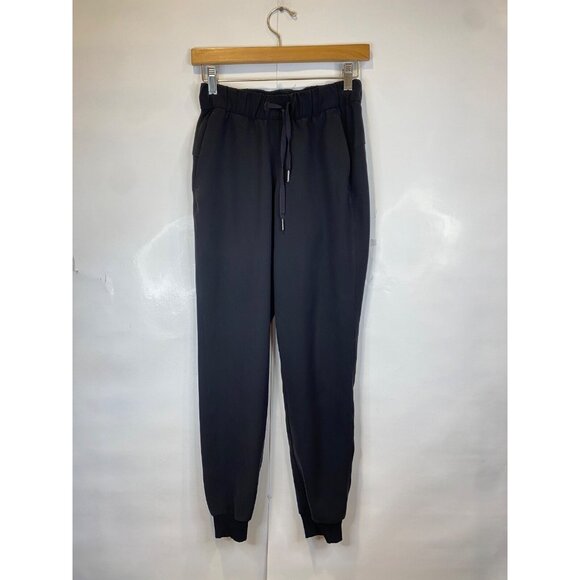 Lululemon Black On The Fly Jogger Pant Elastic Waist Women's Size 2 W5BZDS - Picture 1 of 5